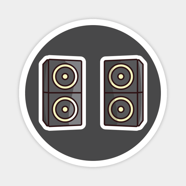 Modern Acoustic System Audio Speaker Sticker vector illustration. Musical instrument icon concept. Electronic bass device for listening music enjoying sound of speaker sticker design with shadow. Magnet by AlviStudio